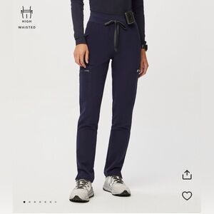 FIGS Yola high waisted scrub pants in color Navy, size XXS